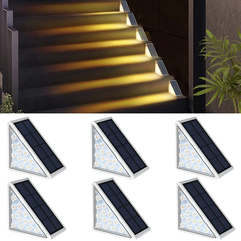 

6 Piece Waterproof Outdoor Stair Lights Warm White Solar Deck Lights Solar Decoration Lights