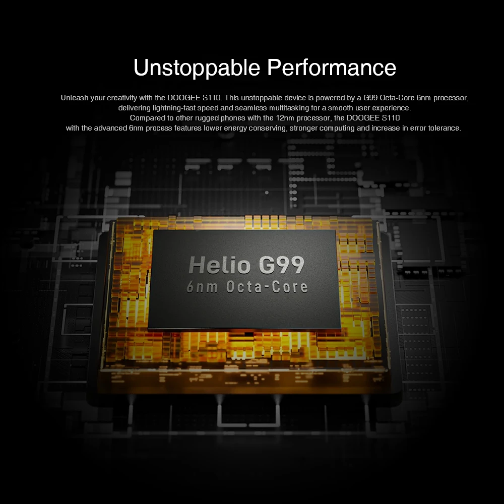 DOOGEE S110 Rugged Smartphones Octa Core 12GB+256GB 6.58Inch Waterdrop Screen Mobile Phone Fast Charging 10800mAh Large Battery