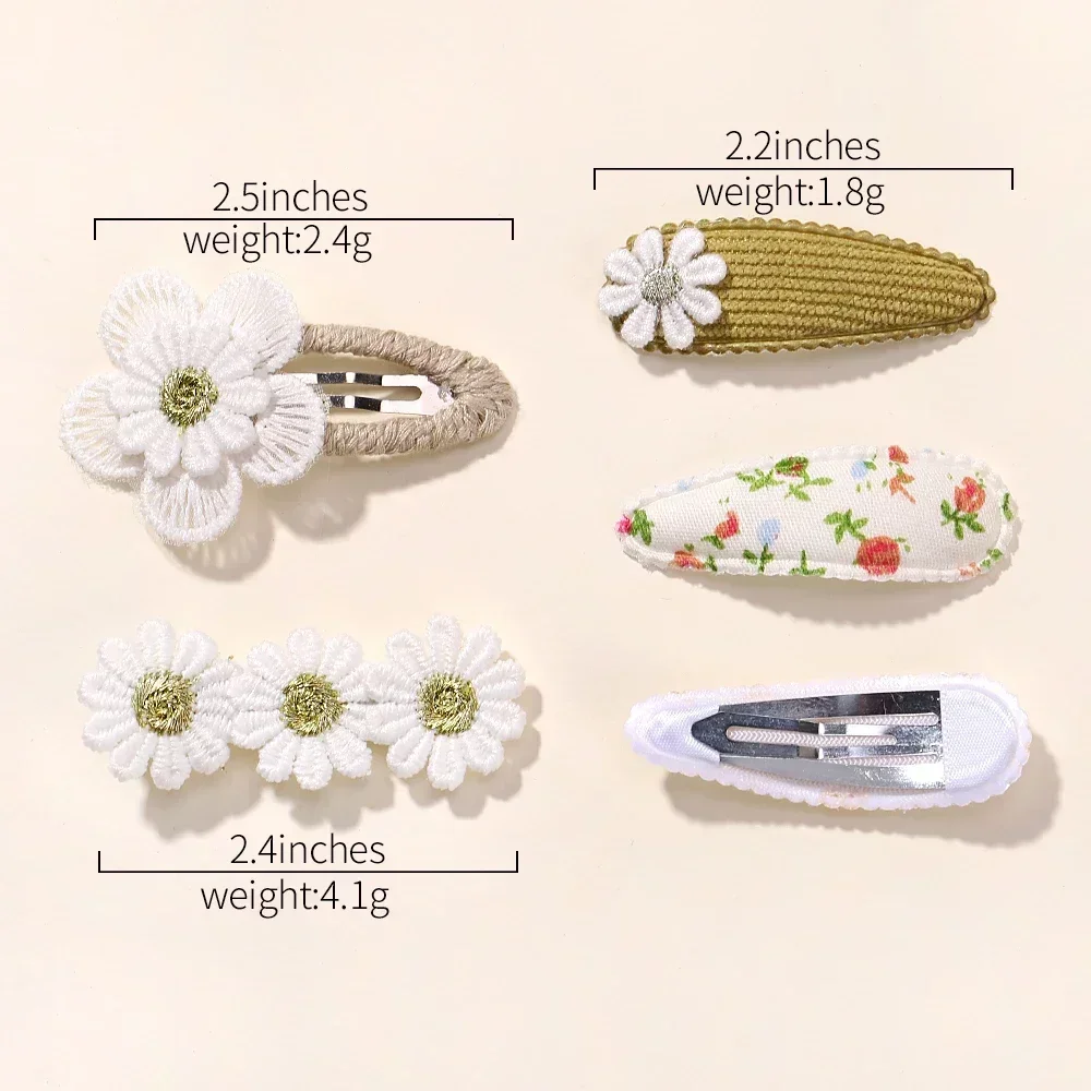 5Pcs/set BB Clips for Kids Hair Accessories Sweet Printe Hairbangs Hairclip Girls Barrette Ins Style Daisy Hairpin Ornaments 6