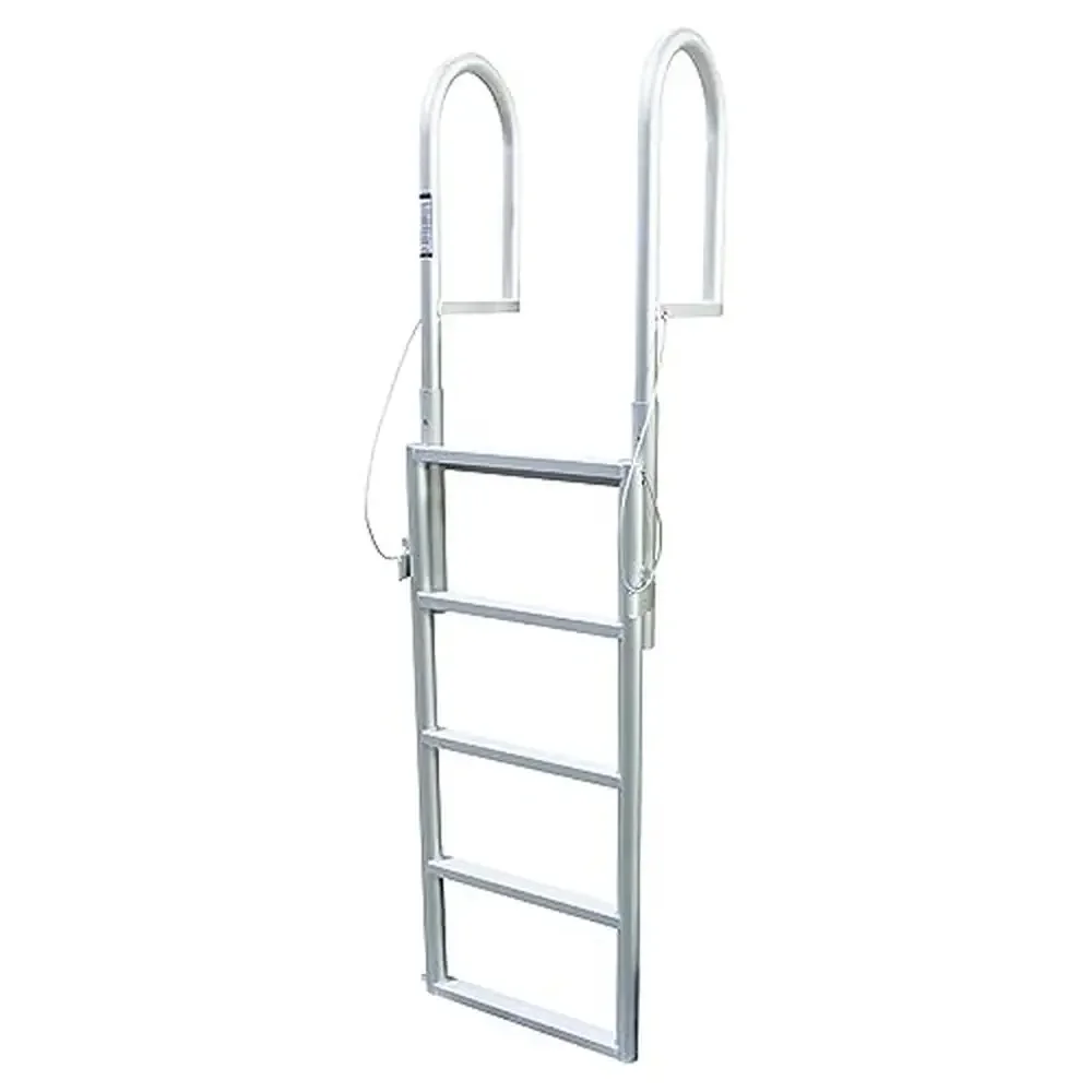 Aluminum Dock Ladder 5-Step Sliding Design Sturdy Construction Easy Assembly