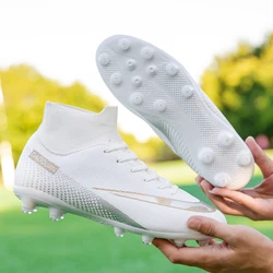 Unisex Premium Comfort High - Top Football Shoes with Versatile Studs - 45 (WHITE)