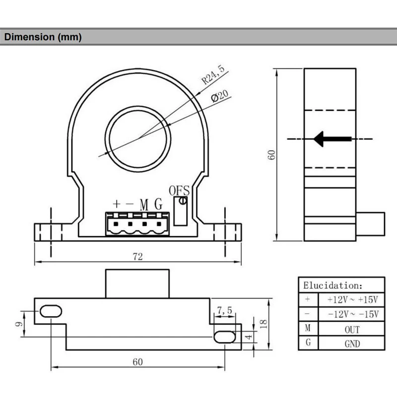 AC Lekkage Huidige Sensor Transducer Qnlc2 In 10ma 50ma 100ma 300ma 500ma 600ma Uit 4V 5V Lek Elektriciteitssensor CT Transformator