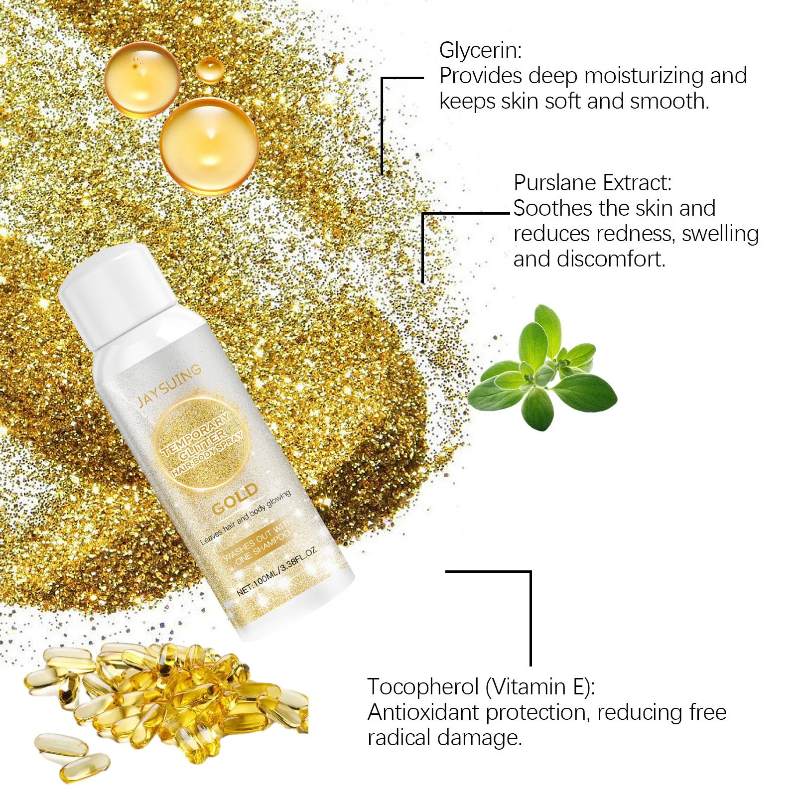 Gold Silver Highlighter Spray Glitter Shimmer Sparkle Liquid Highlighter Makeup Waterproof High Glossing Glitter Body Cosmetics 5