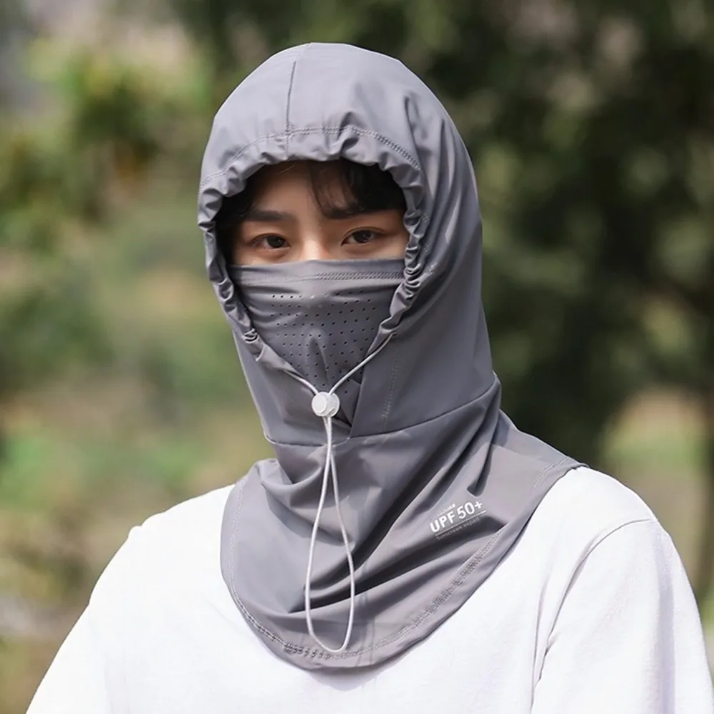Neue Sommer Anti-Uv Sonnenschutz Hut Mit Maske Schal Atmungs Eis Seide Pullover Kappe Kopf Wrap Unisex Strand Kappe Für Outdoor sport – Detail 15