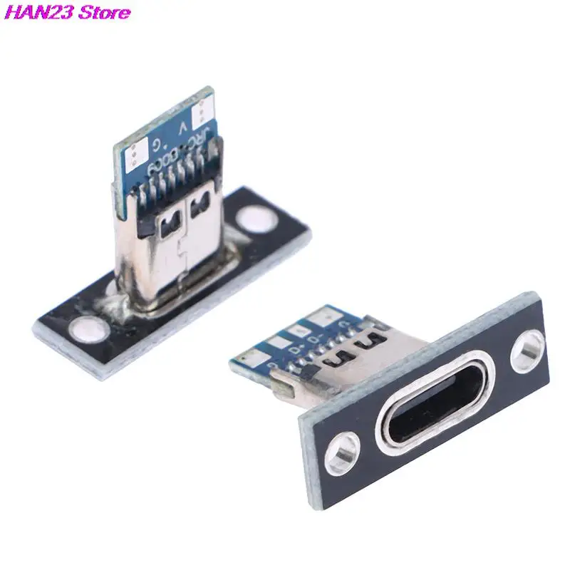 

New 10pcs USB 3.1 Type C Socket With Screw fixing plate Type-C USB Jack 3.1 Type-C 2Pin 4Pin Female Connector Jack Charging Port