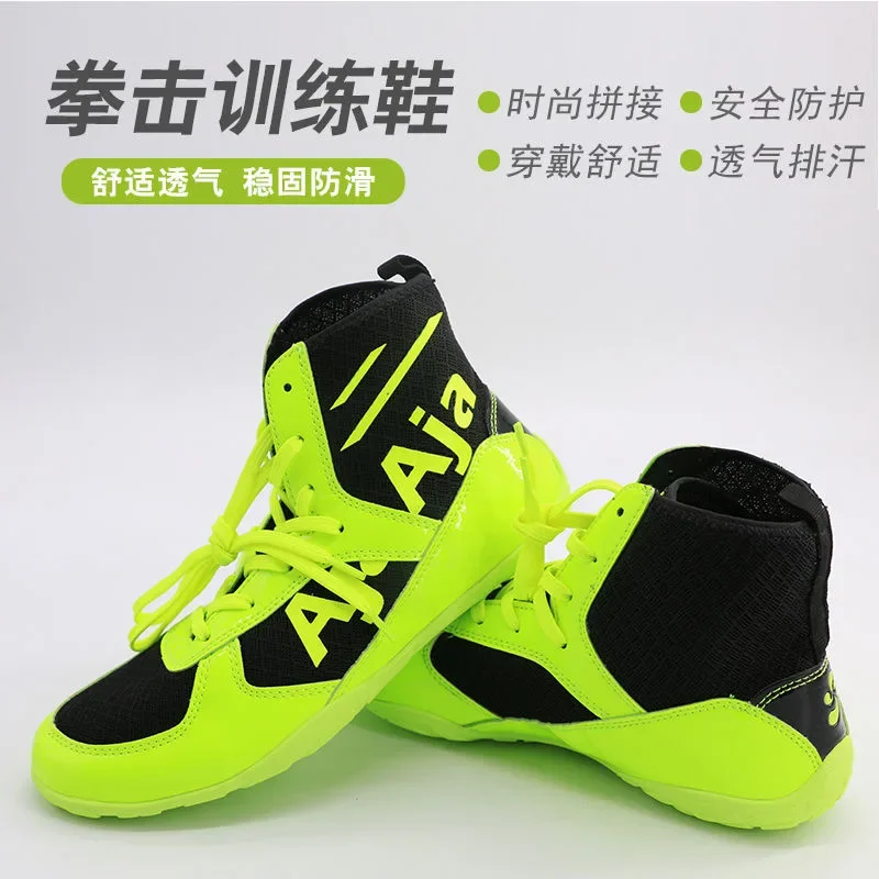 Breathable Soft Sole Fitting Wrestling Shoe High Top Training Lightweight Boxing Shoe Women Indoor Fitness Sneakers