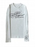 Sous-culture esthétique élégant lettre imprimée femmes col rond mince T-shirt Y2k printemps gothique Spice Girl haute rue e-girl haut court 2