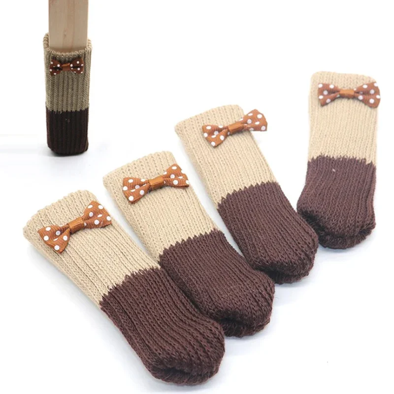 

4pcs/set 10*3.5cm Anti-slip Chair Leg Socks Cloth Floor Protection Knitting Socks Table Legs Socks Furniture Feet Sleeve Covers