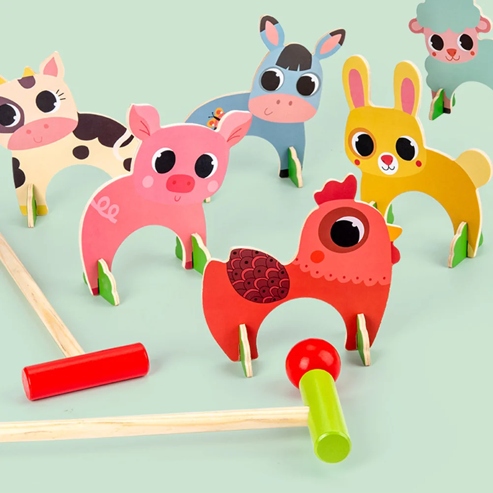 Animal Croquet Nursery Supplies Mallets Preschool Toddler Toys Children Gift Kids Interactive Train Game Recognize Animals
