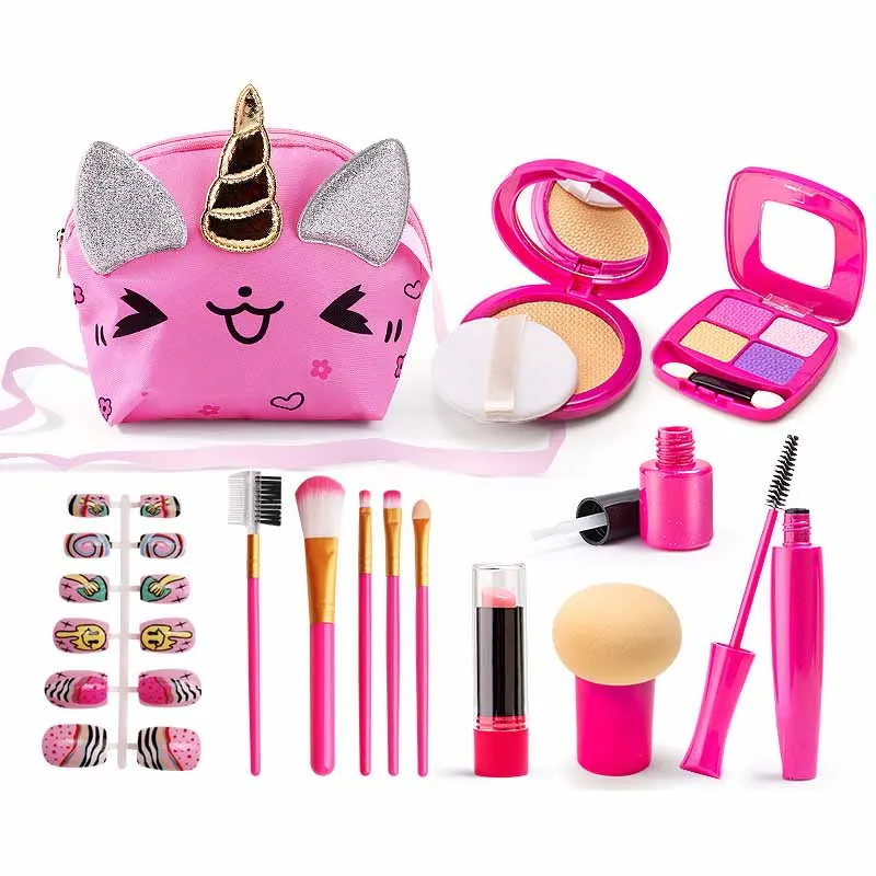 New Children's Cosmetics Toys Cute Cartoon Unicorn Bag Set Children Play House Toys Simulation Makeup Girls Birthday Gifts