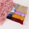 New Pearl Chiffon Flower Bead Scarf Muslim Hijab Women Headscarf Shawl Wrap Turban Veil Bandanas Bufanda Foulard Turbante Mujer