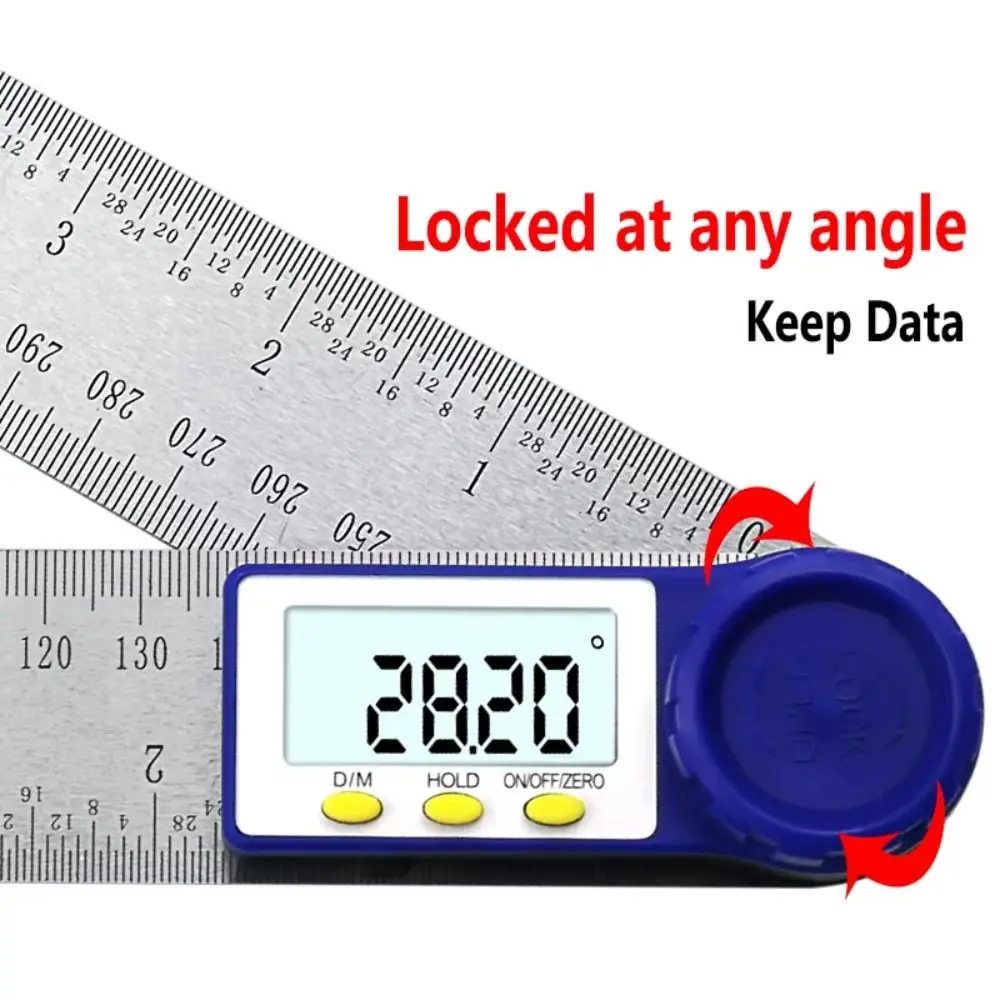 0-200mm 각도 눈금자 디지털 디스플레이 스테인레스 스틸 저울 각도 측정기 휴대용 전자 각도계 가정용