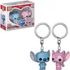 FUNKO POP Keychains Disney Stitch Kawaii Blue Alien Monster Mini Action Toy Figures Backpack Pendant Keychain Kid Birthday Gift 2