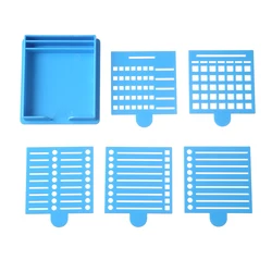 Versatile Sticky Note Dispenser and Holder with Template - Desk and School Accessories (Blue)