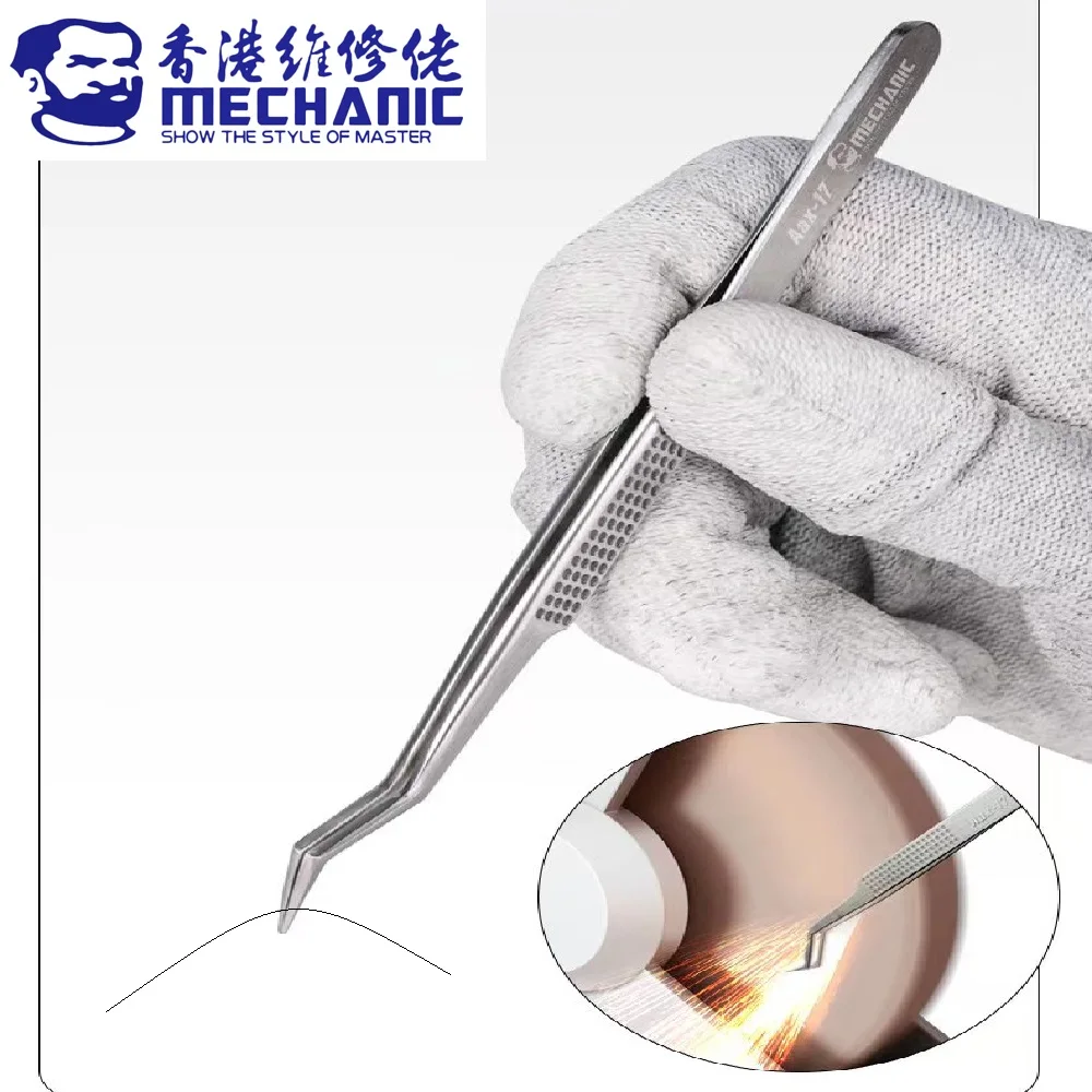 MECHANIC Aax-17 KA-11 Chip Tin Positioning Tweezers Non-magnetic Stainless Steel Anti-Corrosion Solder Wire Electronics Repair