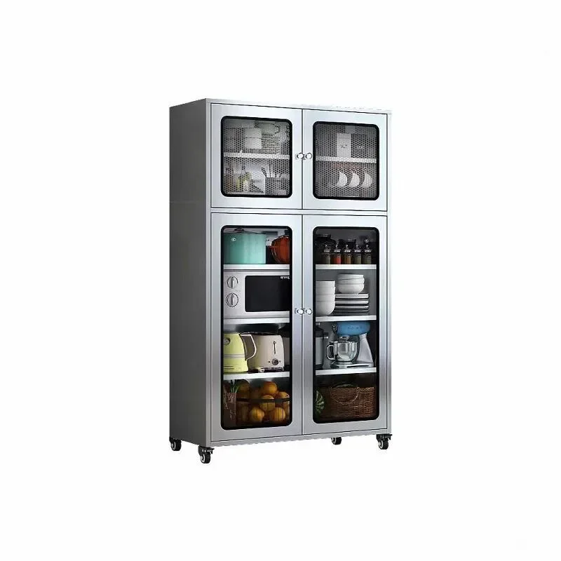 Stainless Steel Kitchen Cabinet Sideboards Locker Household Kitchen Cupboard Restaurant Locker Mesh Door Multi-layer