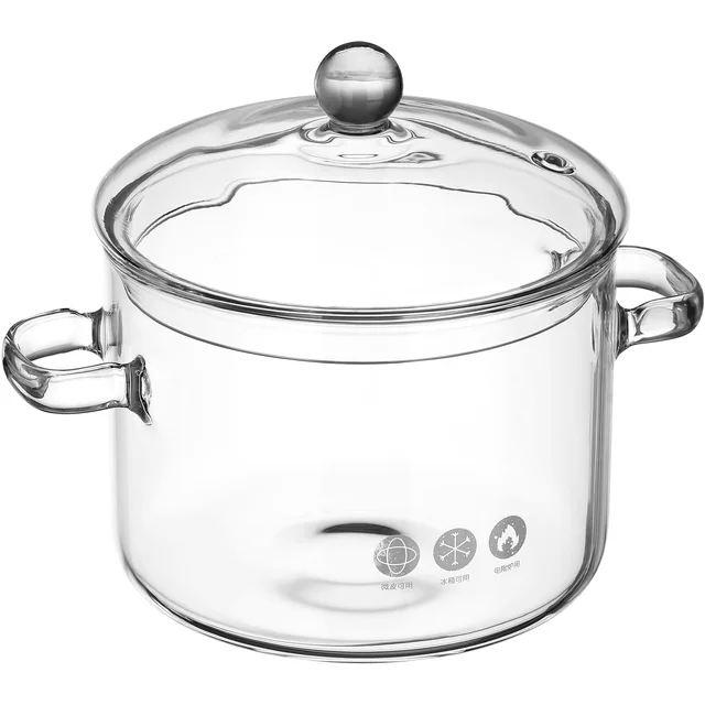 Glass Saucepan Large Cooking Pot Household Lid High Borosilicate Transparent Clear Pans