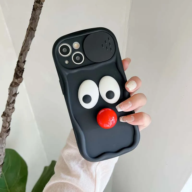 Cartoon-Augen-Handgelenksschlaufe, weiche Abdeckung für iPhone 14 Pro Max 15 Plus, Kameraobjektiv-Schutzhülle für iPhone 11 12 13 14 15 Pro Max_voghion.com