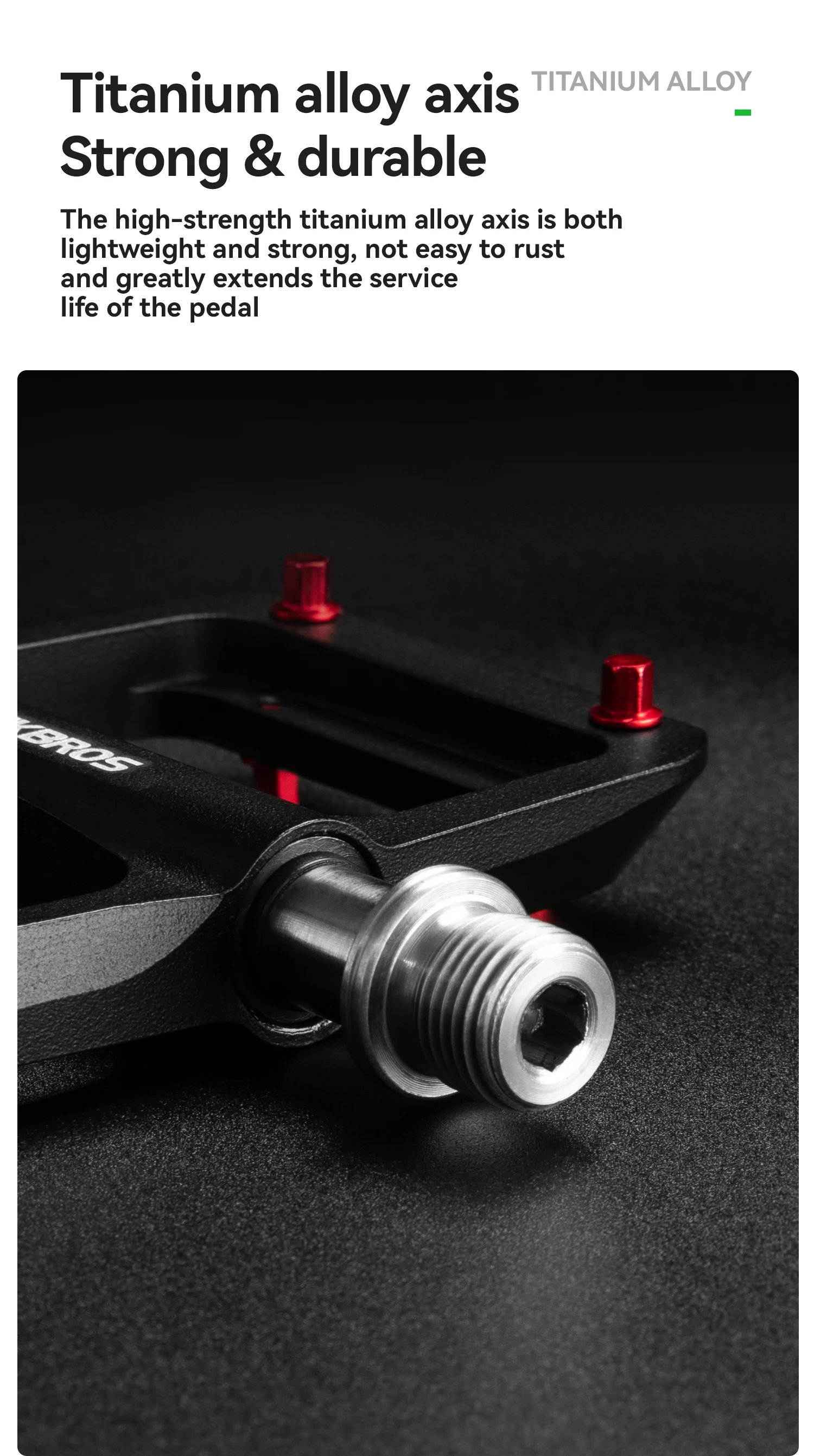 ROCKBROS Fahrradpedale links/rechts, leichtes Pedal, 3 Lager, Rennradpedal, verbreitertes Pedal aus Magnesiumlegierung, ultraleicht, 171 g – Detail 9