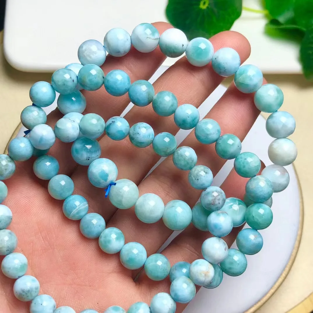 

Unit One Bracelet 7 to 8mm Natural Larimar Gemstone Crystal Beads Bracelet For Jewelry Gift