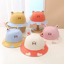 

Cartoon Frog Pot Hat Children Spring New Animal Embroidered Fisherman Hat Men and Women Baby Cute Sun Hat 2022
