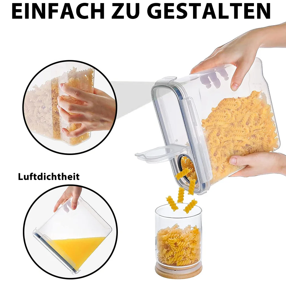 8-teiliges/12-teiliges Aufbewahrungsset: 4L luftdichte Vorratsdosen für Lebensmittel, Müsli, Süßigkeiten und Trockenwaren – Detail 7