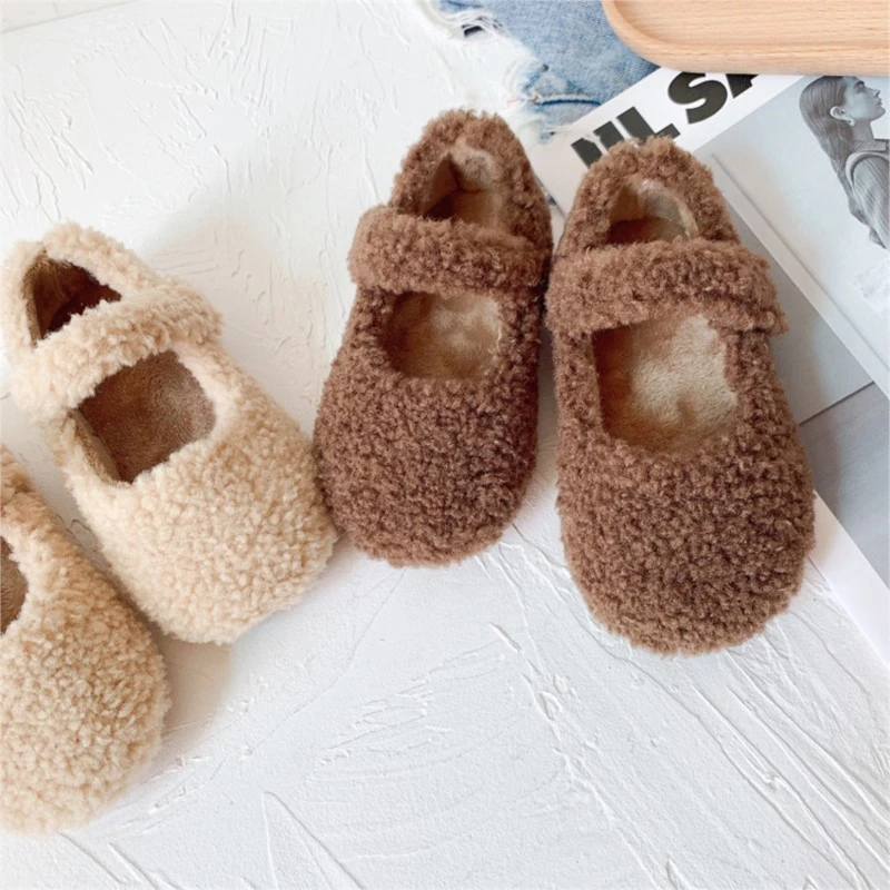 Zapatos de algodón para bebé, niño y niña, zapatos de lana para el hogar, piel de felpa, zapatos cómodos para primeros cálidos para interiores, | - AliExpress