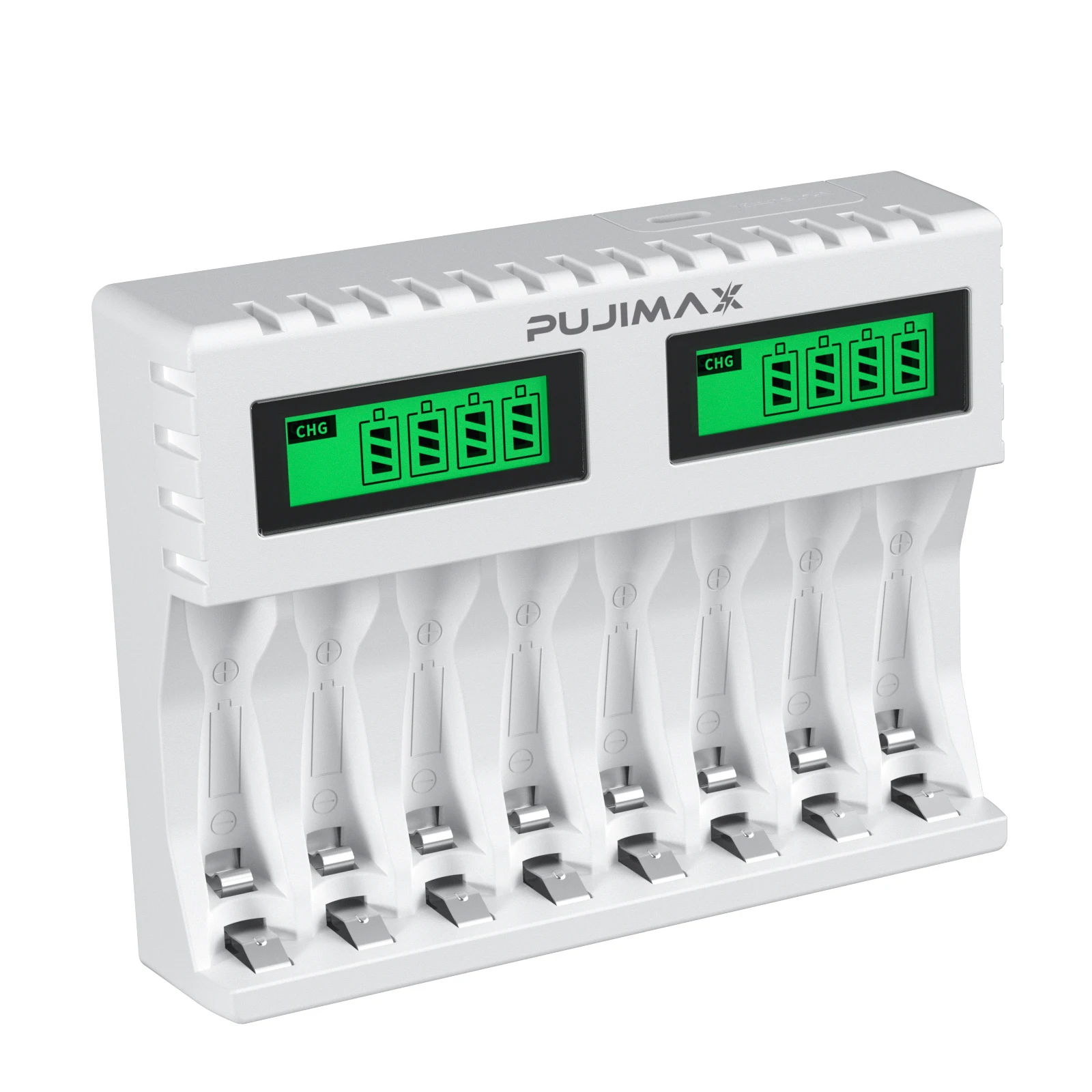 PUJIMAX LED Display Smart Charger for AA/AAA Ni-MH Rechargeable Batteries