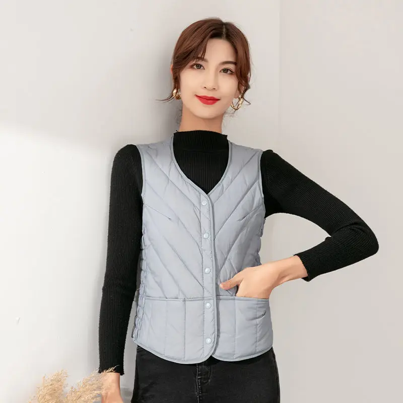 Nanjiren Light Down Vest Women\'s Inner Wearing Short Body Autumn and Winter Women\'s Vest Inner Waistcoat Warm Waistcoat