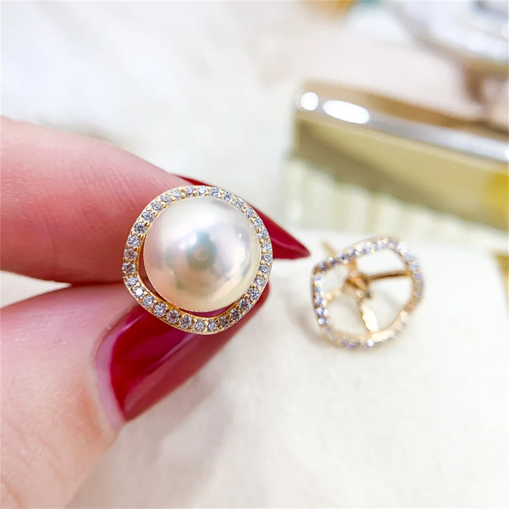 

DIY Pearl Earnail Accessories S925 Sterling Silver Jewelry Gold Earnail Female Empty Fit 8-10mm Beads