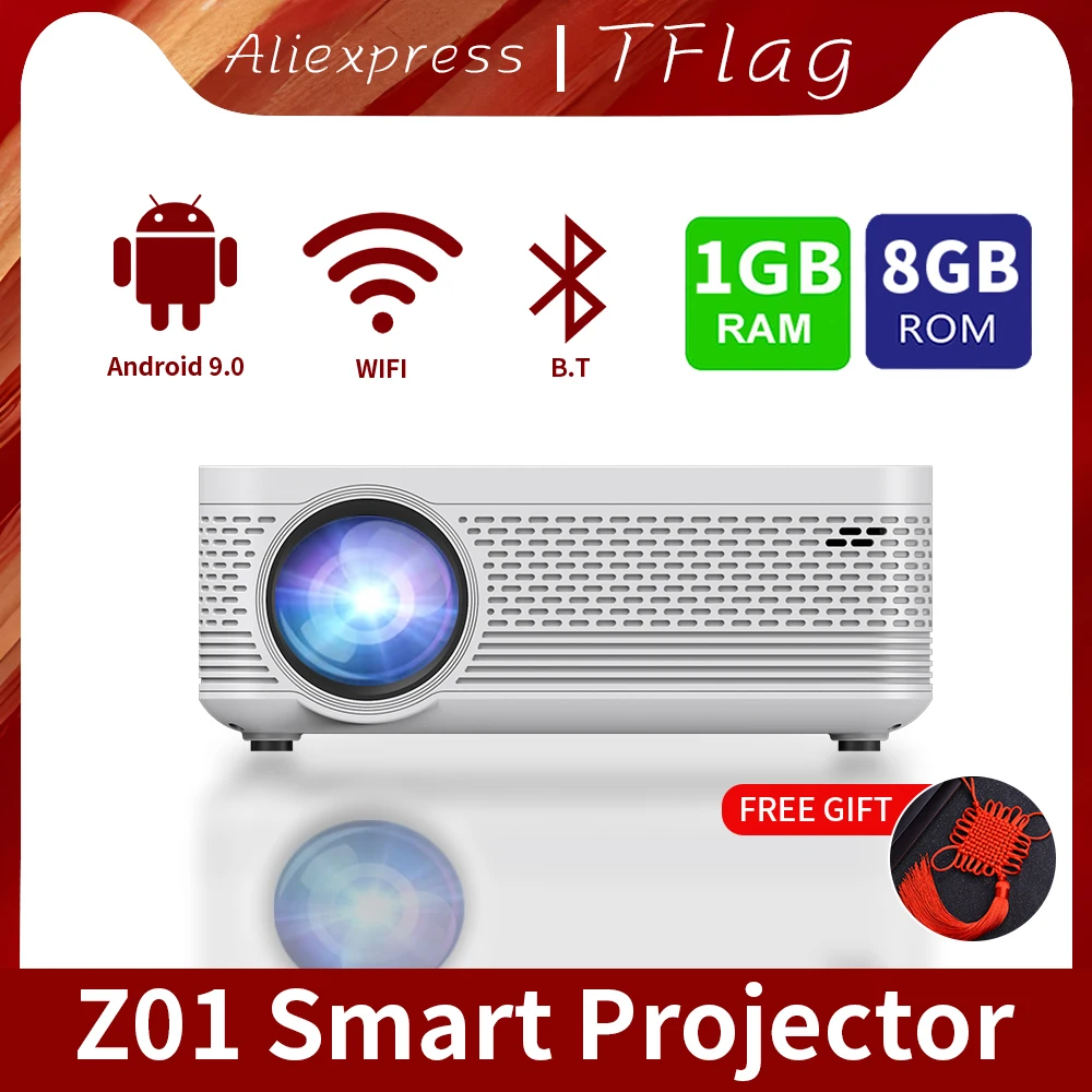 

Global Version Tflag Z01 Mini Projector 4K Full Hd Android Wifi Video 250Ansi Portable Mini Home Theater Projector for Office