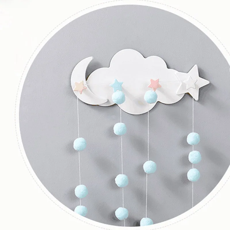 Creative Cute Star Moon Cloud Shape Nail-free Wall Clothes Hooks Kids Room Decorative Key Hanging Hanger Kitchen Storage Hook 5