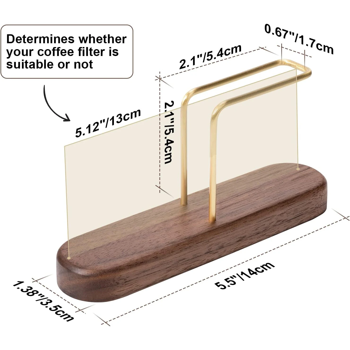 Holz kaffeefilter halter Metall kaffeefilter Vorrats behälter Kaffeefilter spender für V-Form Filt kaffee zubehör – Detail 1