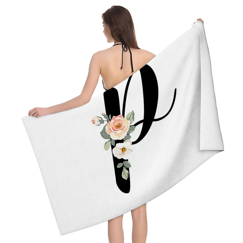 Home bath towels for the body towels bathroom letters and flower quick drying microfiber beach towel man and women large sports