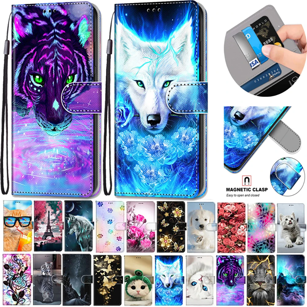 Per Asus Zenfone10 2023 Luxury 3D Emboss Animal Leather Book Coque Per Asus Zenfone 9 Custodia A Portafoglio Zenfone 8 Zs590Ks Flip Cover