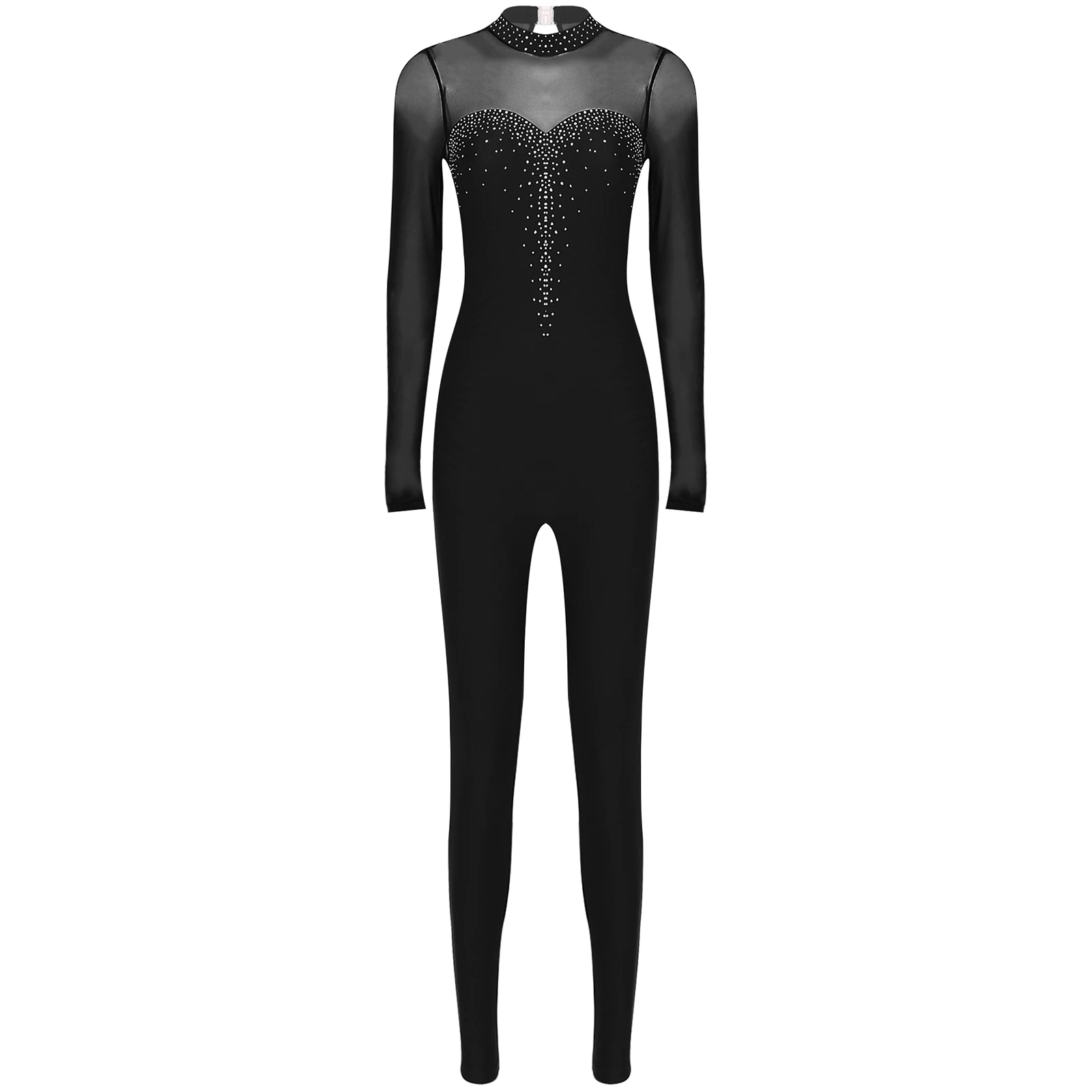 Women Sparkle Rhinestones Gymnastics Unitard Ballet Dance Bodysuit Jumpsuit Figure Ice Skating Costumes Performance Dancewear ballet leotard,dance leotard,girls dance costumes