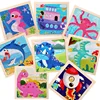 9 Pieces Montessori Wooden Kid Toy 3D Children Education Materials Cartoon Dinosaur Transportation Puzzles Learning Toys 1
