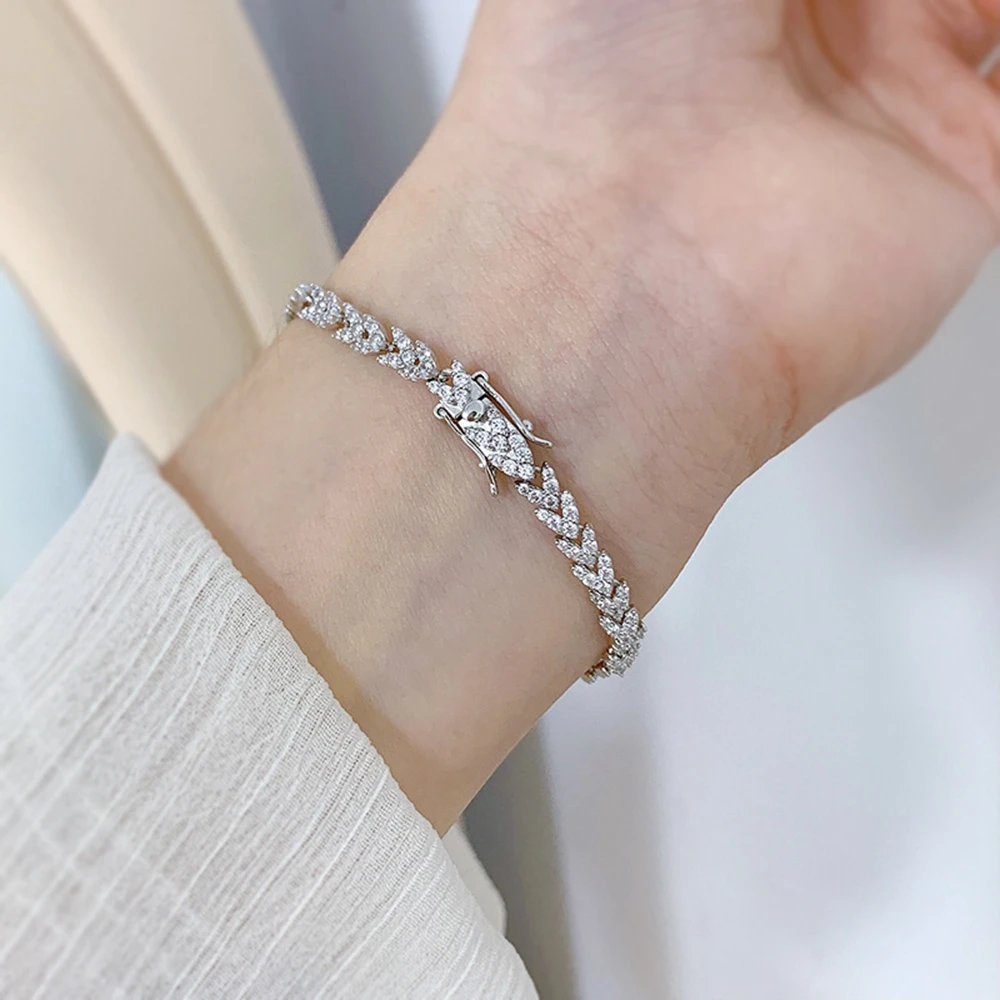 Vinregem 18K White Gold Sapphire Faceted Gtone Bracelets For Women Anniversary Gift 925 Sterling Silver Jewelry Drop Shipping