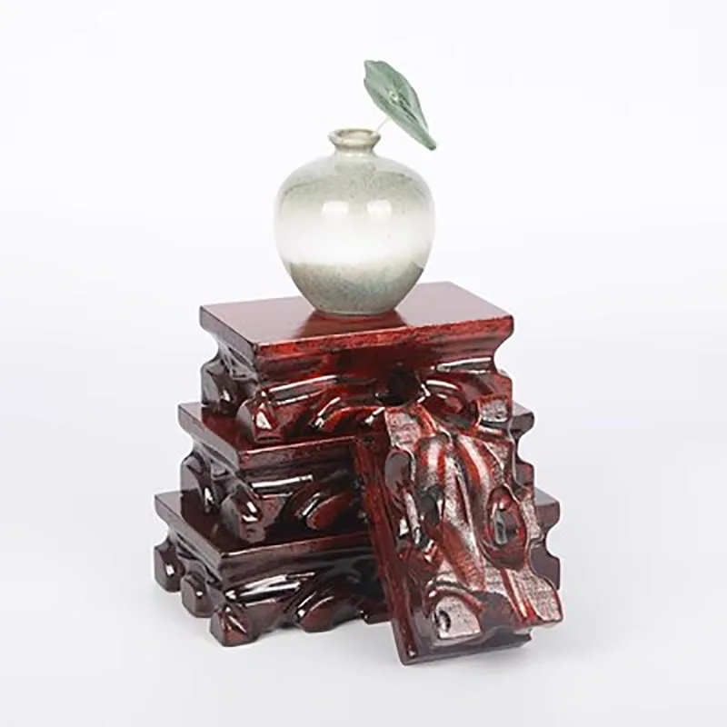 Rectangle Solid Wood Root Carving, Smell-Free Stone Base, Bottom Bracket, Buddha Statue, Antique Vase, Bonsai Decoration