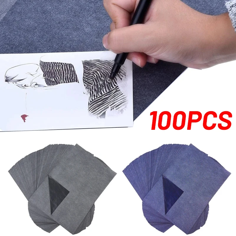 100Pcs Carbon Paper for Tracing Graphite Transfer Papers Black Blue Graphite  Paper on Wood Projects Canvas Fabric Artist Sketch - AliExpress