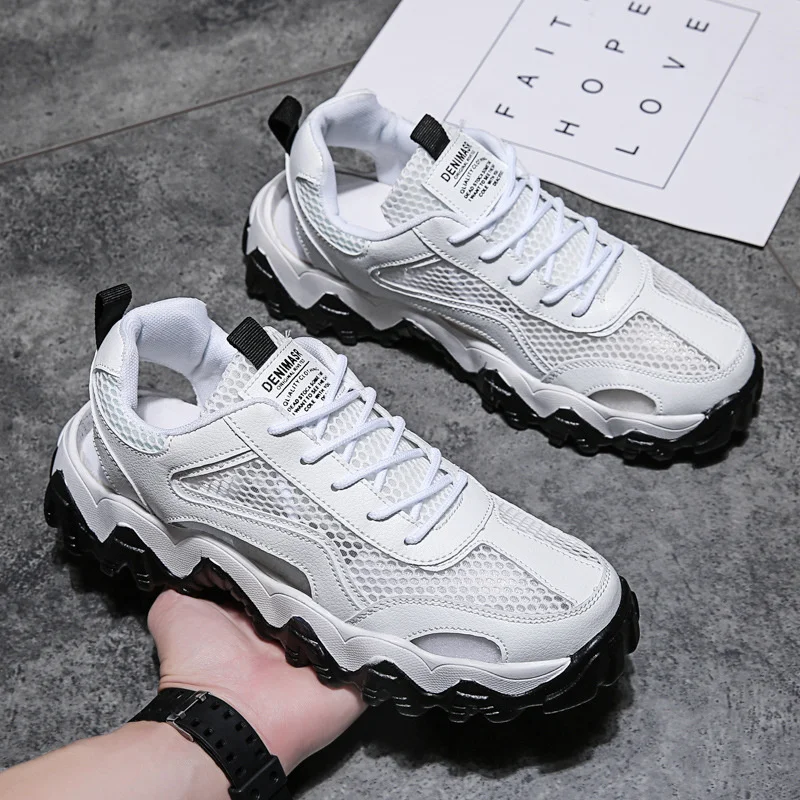 

2023 New Casual Male Mesh Sandals Hollow Thick-Soled Outdoor Sports Beach Shoes Summer Men's Sandals