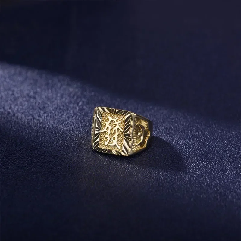 Not Fade18K Gold Ring for Men Anillos Mujer Rock Gemstone