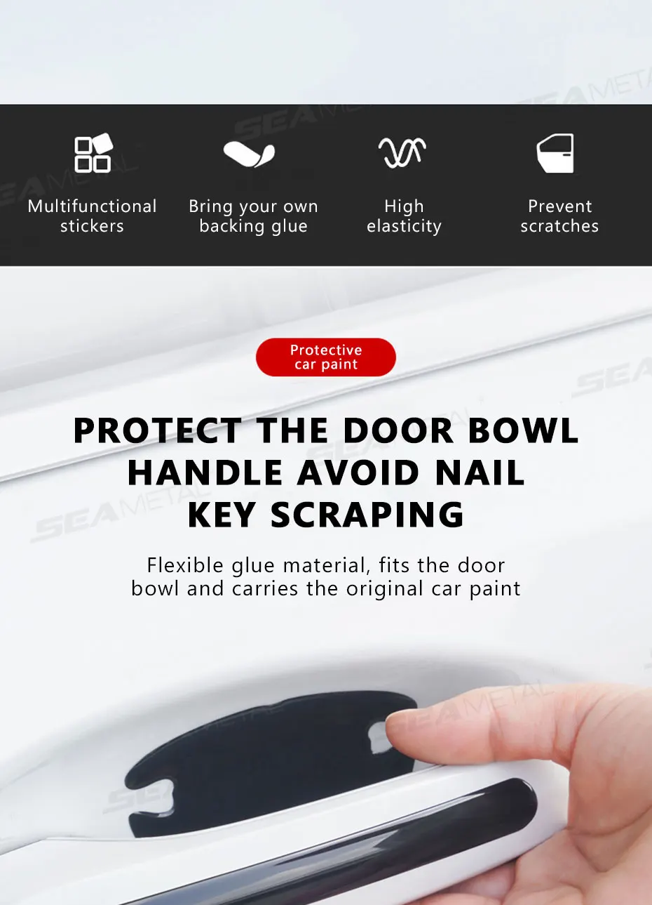 Car Door Handle Protective Sticker Wear Resistant Scratch Resistant Black Protec