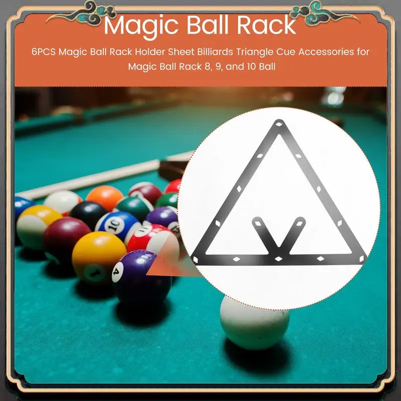 Magic Pool Rack Premium 6PCS Magic Ball Rack Holder Sheet Billiards Triangle Cue ...
