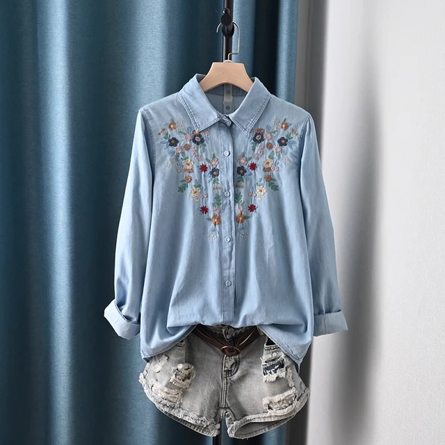 Harajuku y2k Denim Shirts Women Spring Tops Korean Fashion