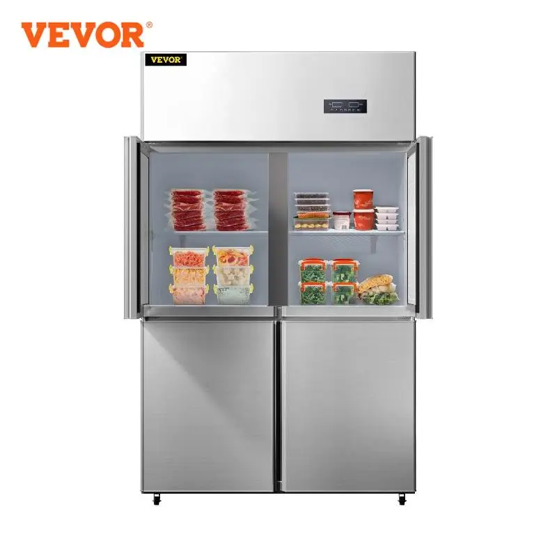 Vevor Commercial Reachin Refrigerator 4 Doors Upright Beverage Cooler