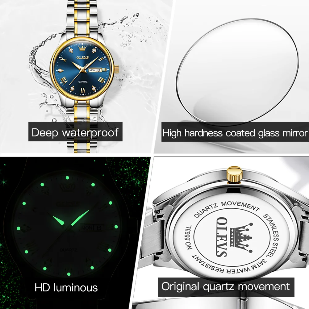 Luxury Brand Elite Business Women Watches Diamonds 30M Water Resistance Calendar Luminous Hands Fashion Ladies Quartz Wristwatch