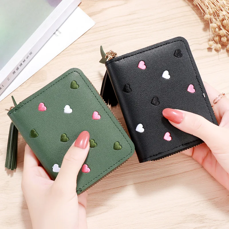 Geestock Women Tassel Wallet Ladies Small Mini Coin Purse Wallets Short Zipper Credit Card Holder for Cute Female Purses Wallet