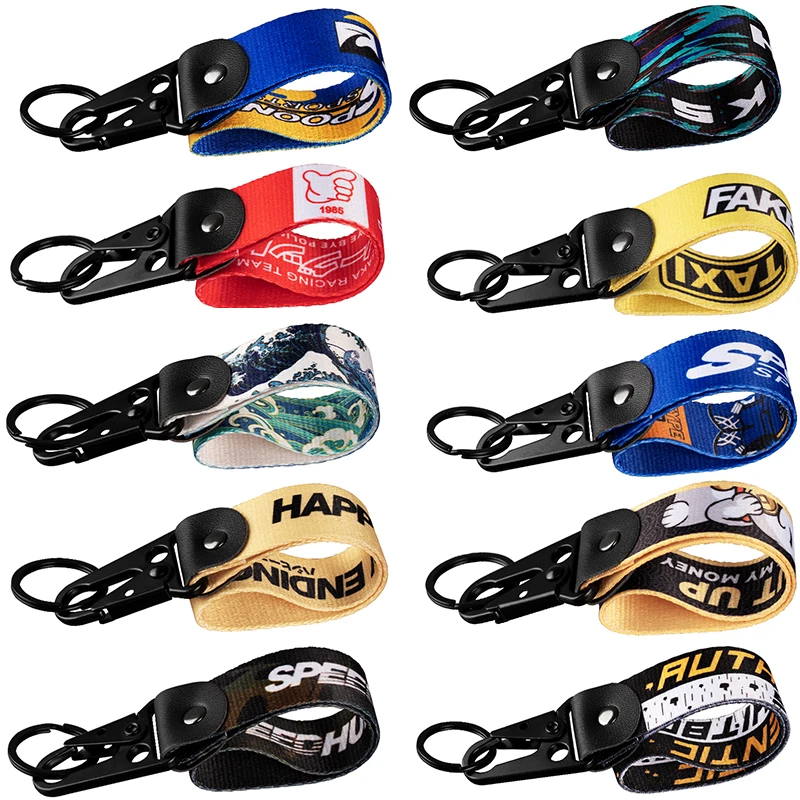 Anti lost keychain keychain holder 1PCS JDM Key Tag Racing Car Motorcycle Keychain Ring Car Lanyard Key Strap Accessories For Fake Taxi HKS
