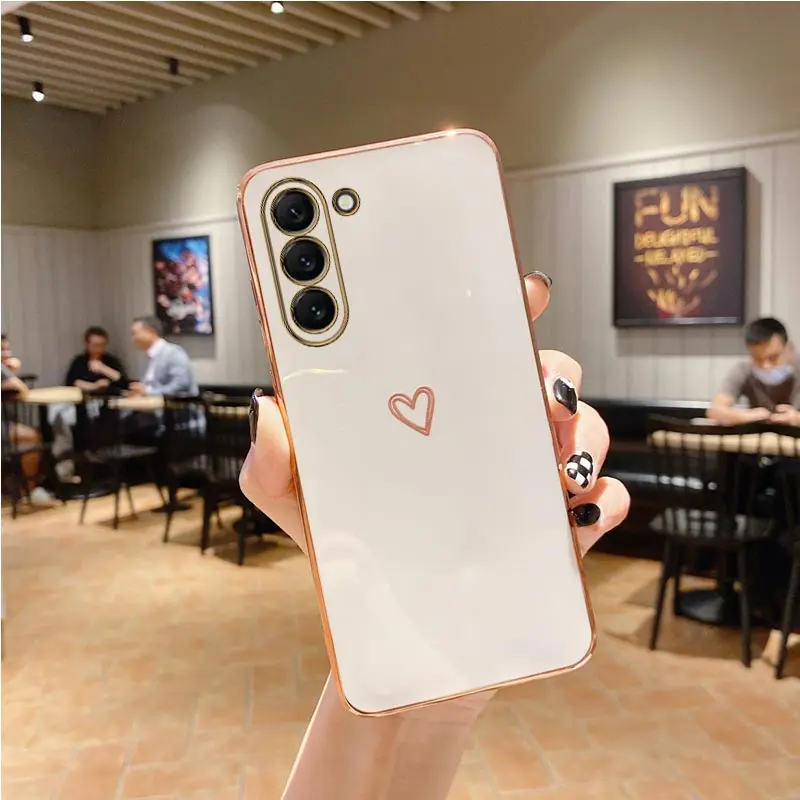 Luxury Love Heart Plating Phone Case - Elegant Back Cover